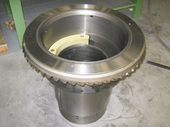 Frantoparts; Revision and machine maintenance, assistance review of mill cone: detail of eccentric mill cone with rack